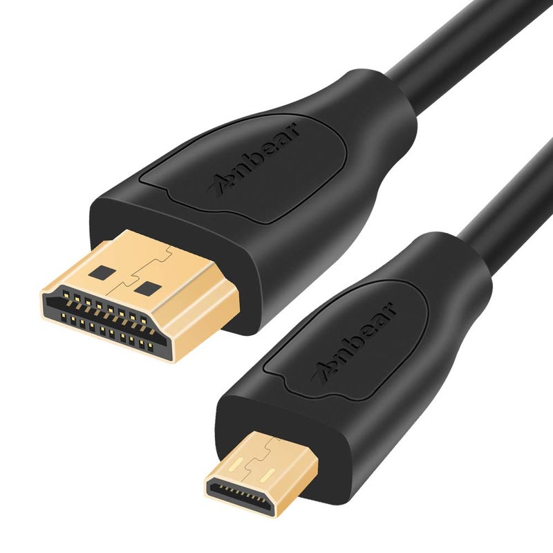 Anbear 3FT Micro HDMI to HDMI Cable, Supports 3D 4K 60Hz, Compatible with Cameras, Tablets, Laptops, TVs, Projectors - Image 1